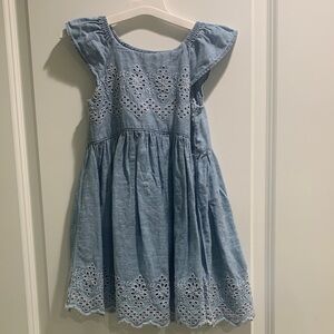 Toddler Girl Denim Eyelet dress
